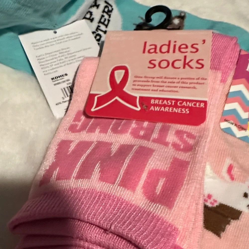 Women's Pink and Blue Novelty Socks Size 9-11